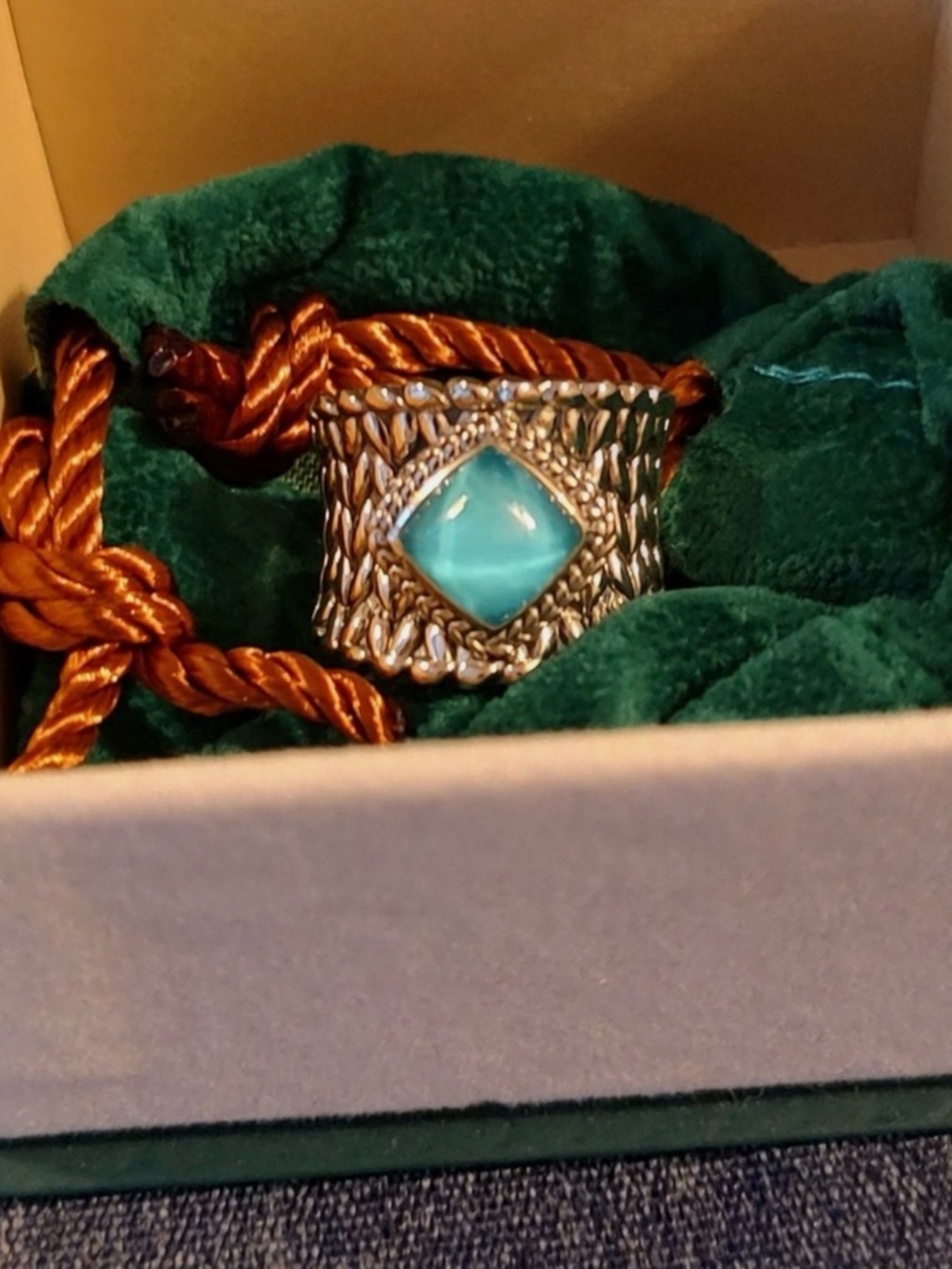 JAI TURQUOISE Textured Silver Ring - Women Jewelry size 8